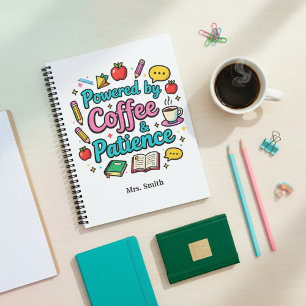 Angetrieben von Kaffee und Geduld Lustiger Lehrer Planer