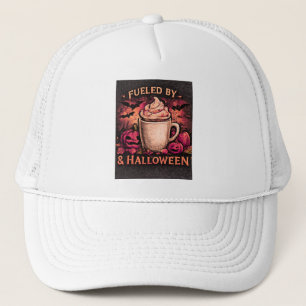 Angetrieben von Kaffee und Halloween Herbst Hut Truckerkappe