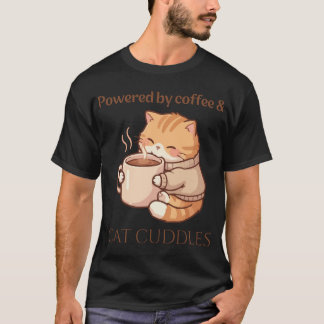 Angetrieben von Kaffee und Katzenknuddeln T-Shirt 