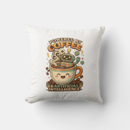 Angetrieben von Kaffee und KI Retro-Kaffee-Tech-Gr Kissen