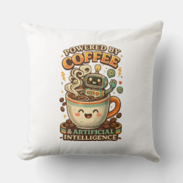Angetrieben von Kaffee und KI Retro-Kaffee-Tech-Gr Kissen