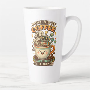 Angetrieben von Kaffee und KI Retro-Kaffee-Tech-Gr Milchtasse