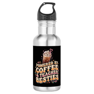 Angetrieben von Kaffee und Lehrer-Bestenfreundinne Edelstahlflasche