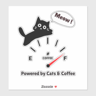 Angetrieben von Katzen & Kaffee Aufkleber