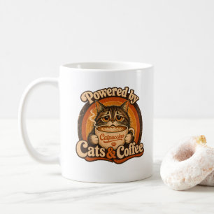 Angetrieben von Katzen und Kaffee Vintage Katzenli Kaffeetasse