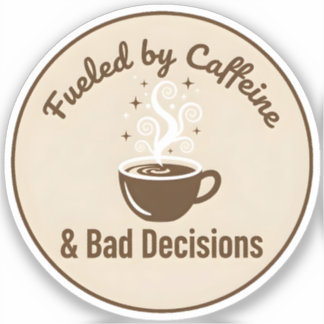 Angetrieben von Koffein und schlechten Entscheidun Aufkleber