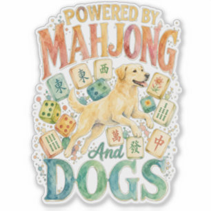 Angetrieben von Mahjong & Dogs Wasserfarbe Labrado Aufkleber