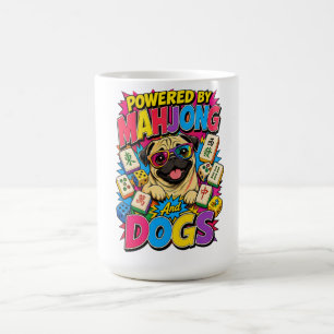Angetrieben von Mahjong und Hunden Lustiges Pug Po Kaffeetasse
