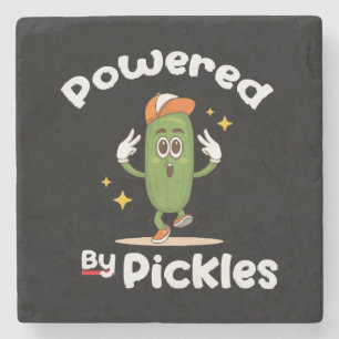 Angetrieben von Pickles Essen Gewürzgurke Lustig Steinuntersetzer