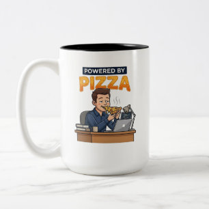 Angetrieben von Pizza - Lustiger Programmierer & G Zweifarbige Tasse