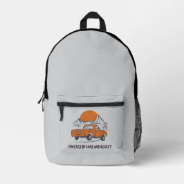 Angetrieben von Sand und Reue Wüstencamping Bedruckter Rucksack