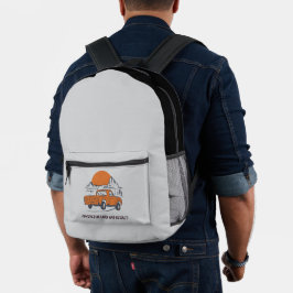 Angetrieben von Sand und Reue Wüstencamping Bedruckter Rucksack