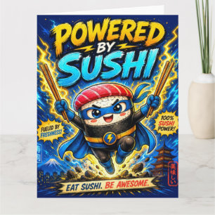Angetrieben von Sushi – Süßer Superhelden-Sushi Karte