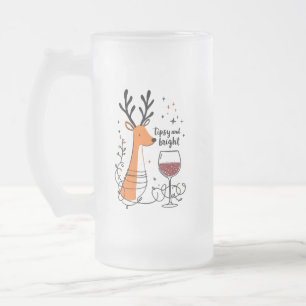 Angetrunkene und strahlende Rentiere  Mattglas Bierglas