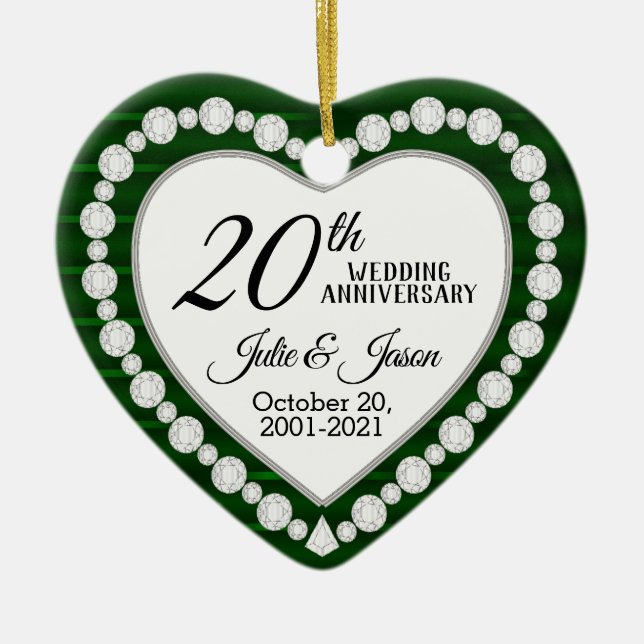 Angewohnt - 20. Hochzeitstag | Smarald Green Keramikornament (Vorne)