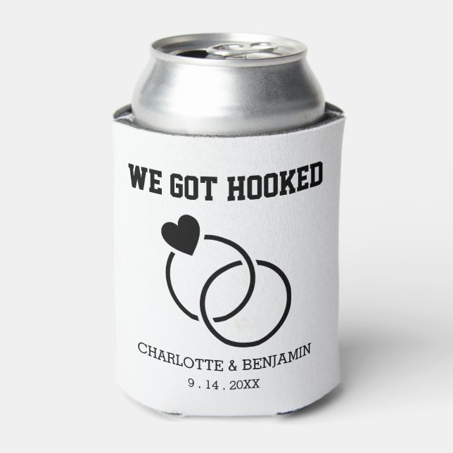 Angewohnt, wir Got Hochzeit Dosenkühler (Kanne Vorderseite)