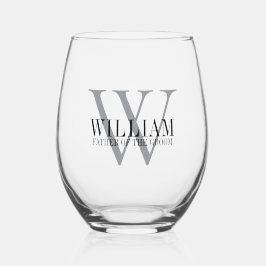 Angewohnter Mit Monogramm Vater des Grooms Weinglas Ohne Stiel