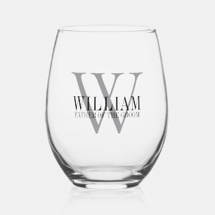 Angewohnter Mit Monogramm Vater des Grooms Weinglas Ohne Stiel