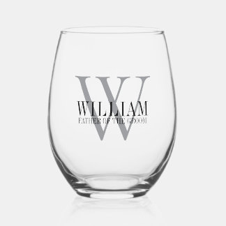 Angewohnter Mit Monogramm Vater des Grooms Weinglas Ohne Stiel