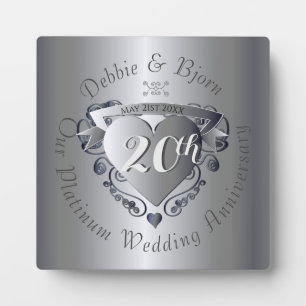 Angewohntes Hochzeitstil Silvery Heart Emblem Fotoplatte