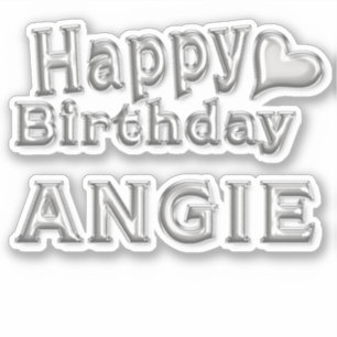 Angie Happy Birthday silver Aufkleber Sticker