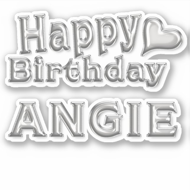 Angie Happy Birthday silver Aufkleber Sticker (Vorderseite)