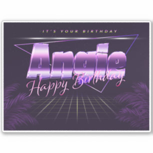 Angie Prénom nom lilas autocollant rétro anniversa