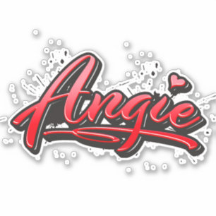 Angie red Heart Graffiti Aufkleber Sticker