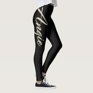 Angie white gold Handwriting Hose Leggings