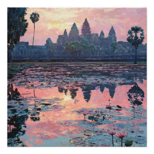 Angkor Siem Wat Reap Kambodschanische Gewässer Poster