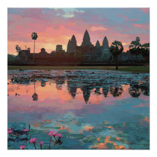 Angkor Siem Wat Reap kambodschanisches Seeplakat Poster