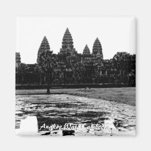 Angkor Vat Cambodge Magnet noir et blanc