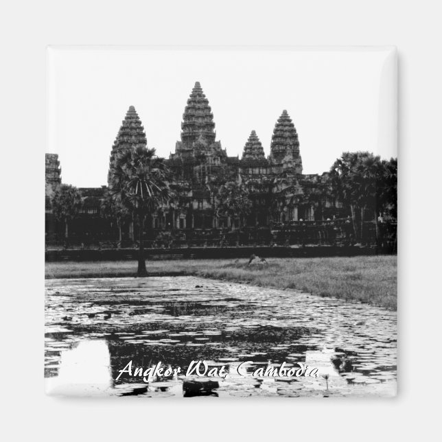 Angkor Wat Cambodia Black & White Magnet (Vorne)