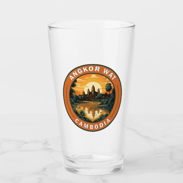 Angkor Wat Cambodia Reisen Art Abzeichen Glas (Vorderseite)