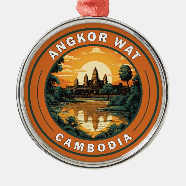 Angkor Wat Cambodia Reisen Art Abzeichen Ornament Aus Metall (Vorne)