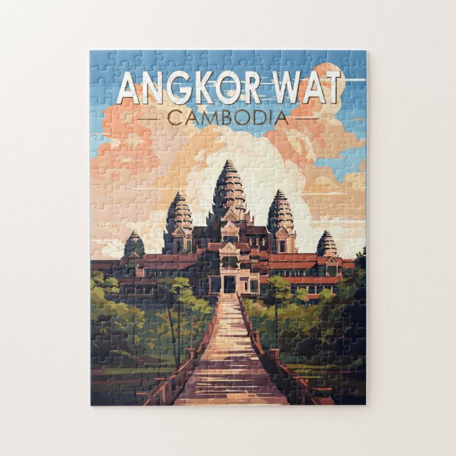 Angkor Wat Cambodia Reisen Vintag (Vertikal)