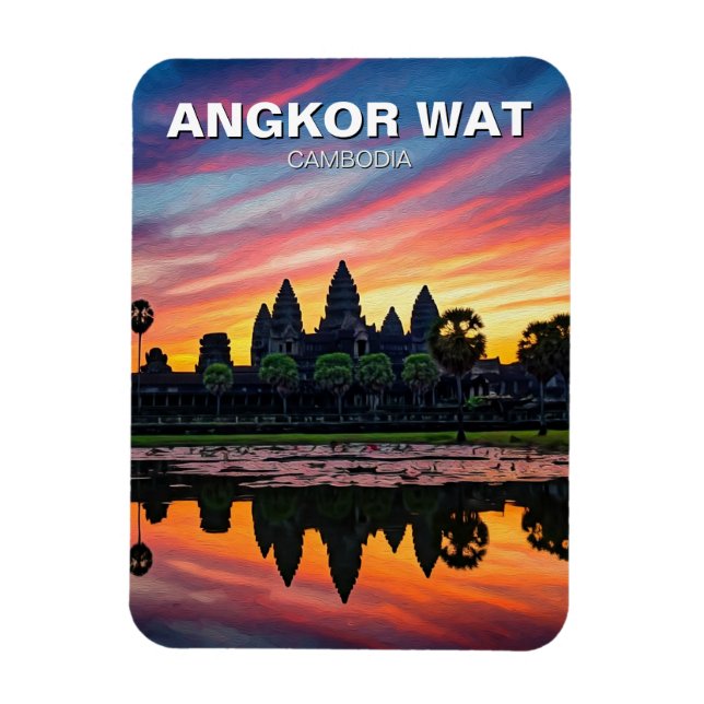 Angkor Wat Cambodia Sunset Magnet (Vertikal)