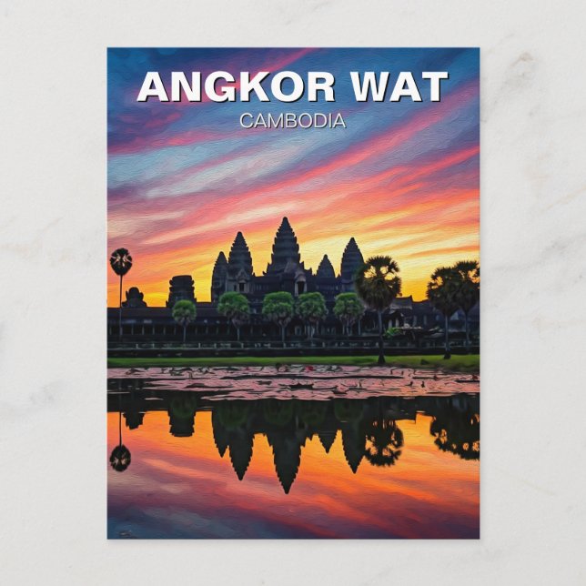 Angkor Wat Cambodia Sunset Postkarte (Vorderseite)