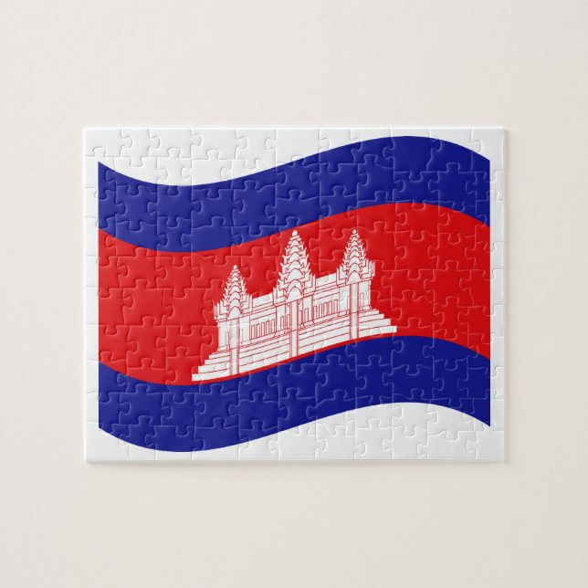 Angkor Wat Cambodian Flag Wave (Horizontal)