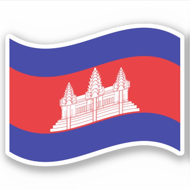 Angkor Wat Cambodian Flag Wave Aufkleber (Vorderseite)