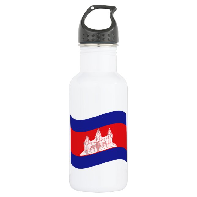 Angkor Wat Cambodian Flag Wave Edelstahlflasche (Vorderseite)
