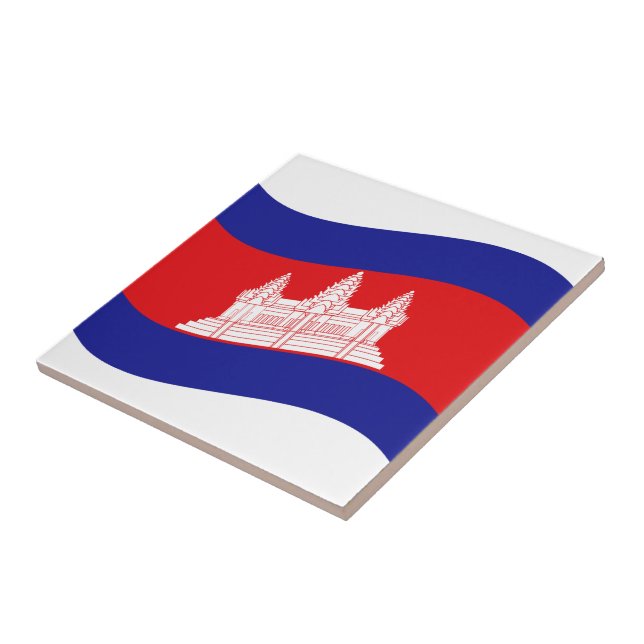 Angkor Wat Cambodian Flag Wave Fliese (Seite)