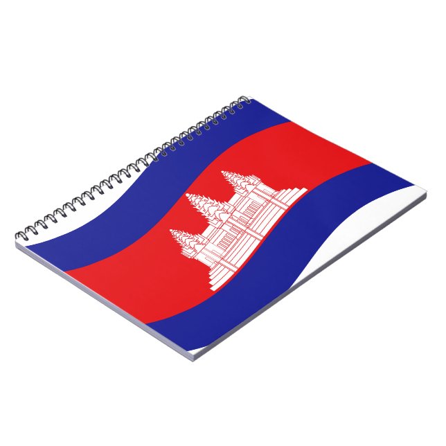 Angkor Wat Cambodian Flag Wave Notizblock (Linke Seite)