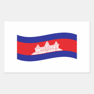 Angkor Wat Cambodian Flag Wave Rechteckiger Aufkleber