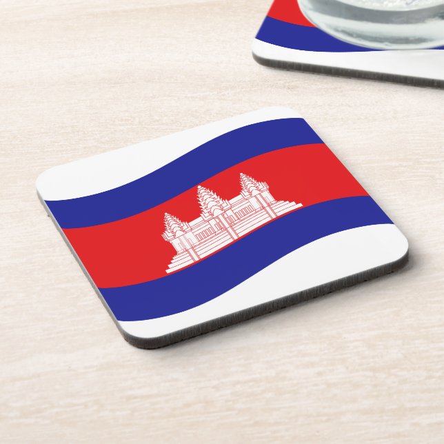 Angkor Wat Cambodian Flag Wave Untersetzer (Linke Seite)