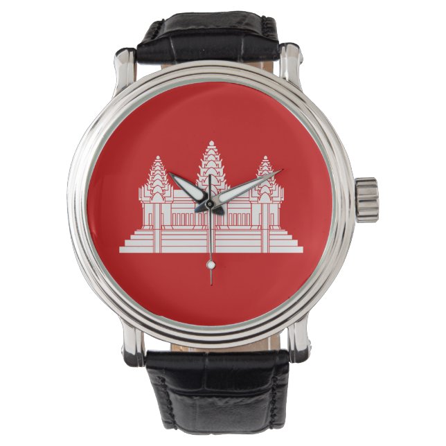 Angkor Wat Cambodian / Khmer Flag Armbanduhr (Vorderseite)