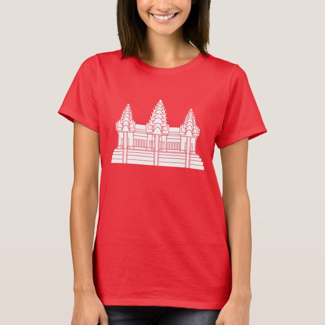 Angkor Wat Cambodian / Khmer Flag T-Shirt (Vorderseite)