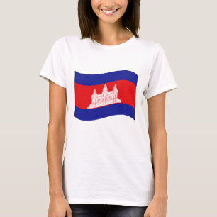 Angkor Wat kambodschanische Flaggen-Welle T-Shirt