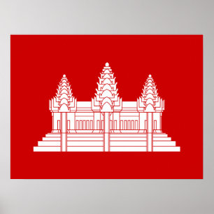 Angkor Wat kambodschanische / Khmer Flagge Poster