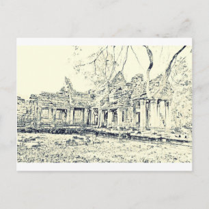 Angkor Wat Sketch Postkarte